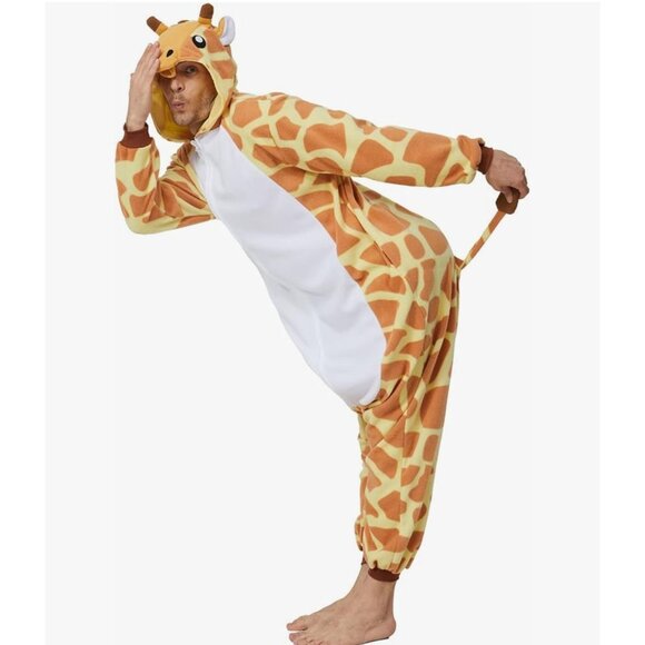 Giraffe Costume Unisex Adults Size Medium One Piece Pajamas Halloween Party - Picture 3 of 12
